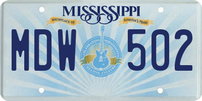 MS license plate MDW502