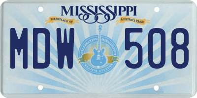 MS license plate MDW508