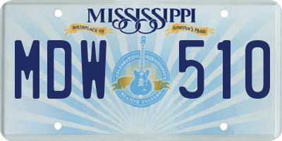 MS license plate MDW510
