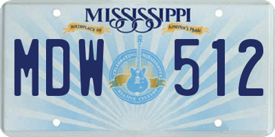 MS license plate MDW512