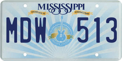 MS license plate MDW513
