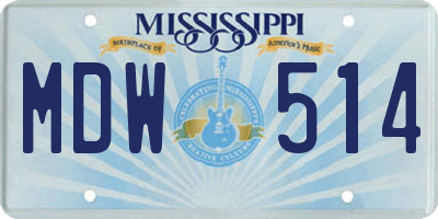 MS license plate MDW514