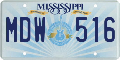 MS license plate MDW516