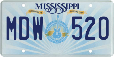 MS license plate MDW520