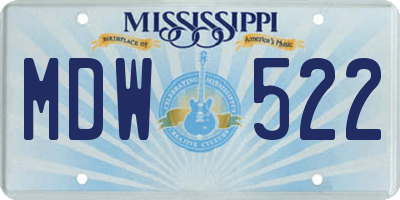 MS license plate MDW522
