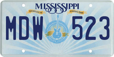 MS license plate MDW523