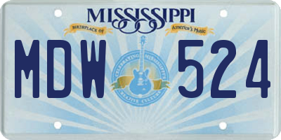 MS license plate MDW524