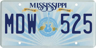 MS license plate MDW525