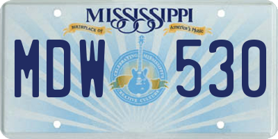 MS license plate MDW530