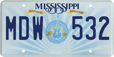 MS license plate MDW532