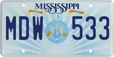 MS license plate MDW533