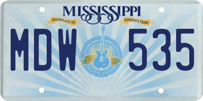 MS license plate MDW535