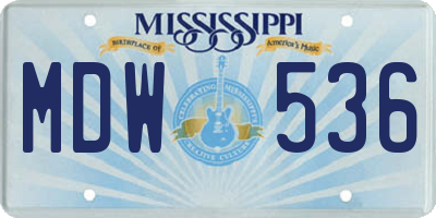 MS license plate MDW536
