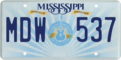 MS license plate MDW537