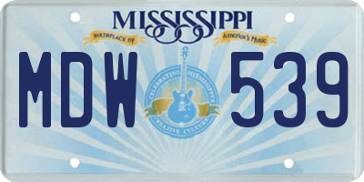 MS license plate MDW539