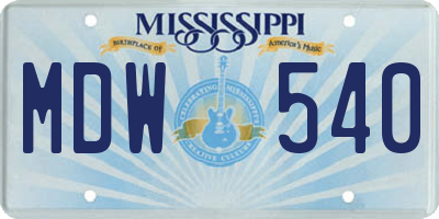 MS license plate MDW540