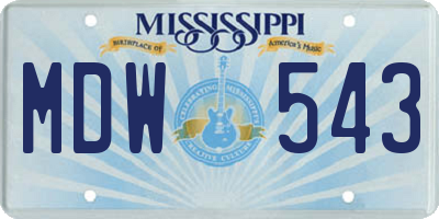 MS license plate MDW543