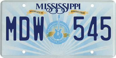 MS license plate MDW545