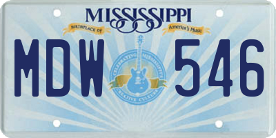 MS license plate MDW546