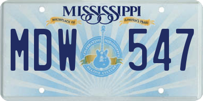 MS license plate MDW547