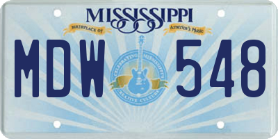 MS license plate MDW548