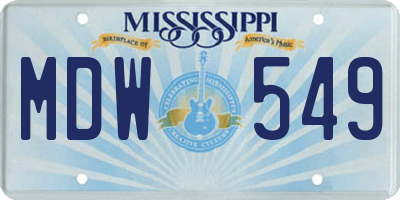 MS license plate MDW549