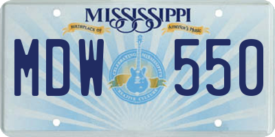 MS license plate MDW550