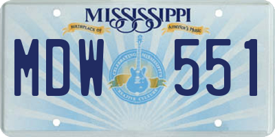 MS license plate MDW551