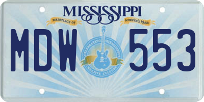 MS license plate MDW553