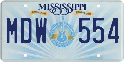 MS license plate MDW554