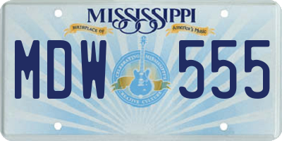 MS license plate MDW555