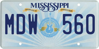 MS license plate MDW560