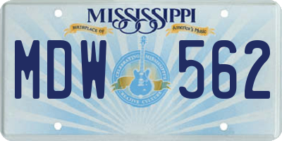 MS license plate MDW562