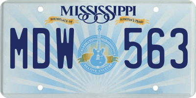 MS license plate MDW563
