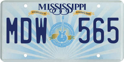 MS license plate MDW565