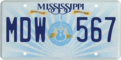 MS license plate MDW567