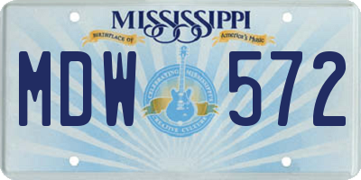 MS license plate MDW572