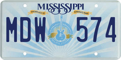 MS license plate MDW574