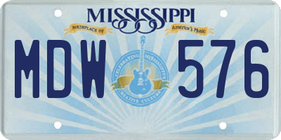 MS license plate MDW576