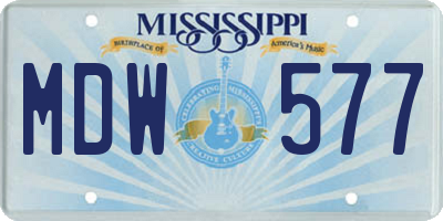 MS license plate MDW577