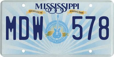 MS license plate MDW578