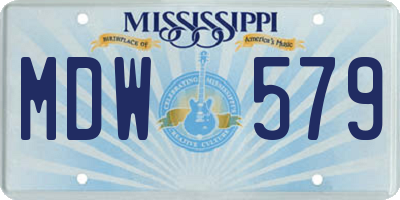 MS license plate MDW579