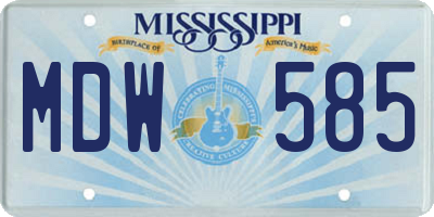 MS license plate MDW585