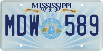 MS license plate MDW589