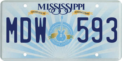 MS license plate MDW593