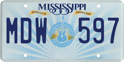 MS license plate MDW597