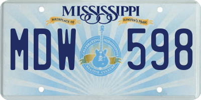 MS license plate MDW598