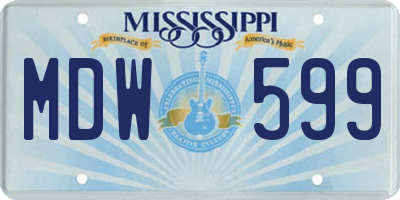MS license plate MDW599