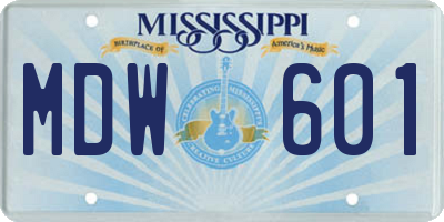 MS license plate MDW601