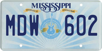 MS license plate MDW602